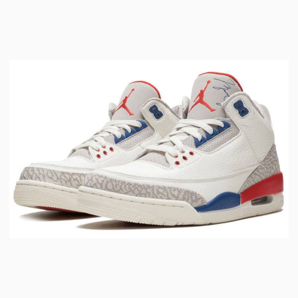 Nike Retro Charity Game Basketsko Air Jordan 3 Herre Hvite Blå Rød | JD-483NT