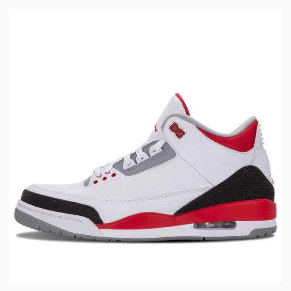 Nike Retro Fire Red Basketsko Air Jordan 3 Herre Hvite Svarte Rød | JD-265IZ