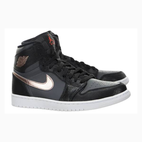 Nike Retro High Metallic Bronze Basketsko Air Jordan 1 Herre Svarte Grå | JD-589TV