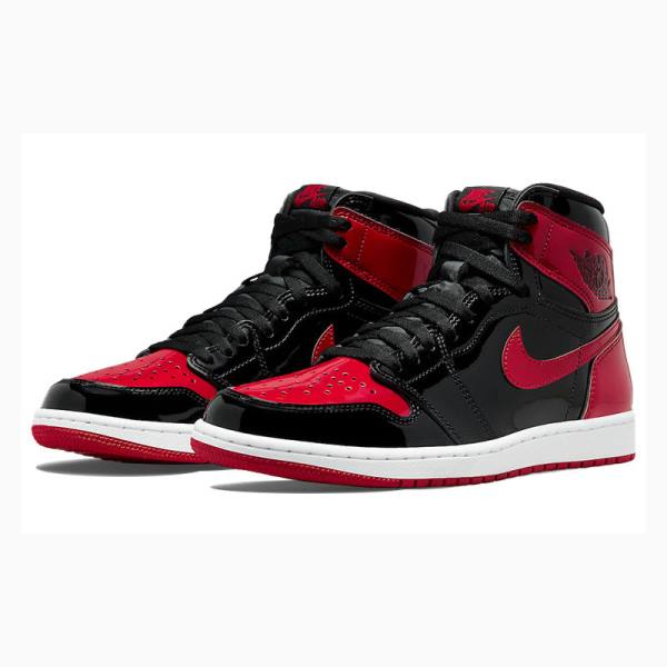 Nike Retro High OG Bred Patent Basketsko Air Jordan 1 Herre Rød Svarte | JD-250UV