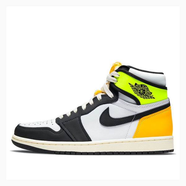 Nike Retro High OG Volt Basketsko Air Jordan 1 Herre Svarte Hvite Gull | JD-452SC