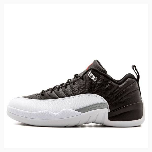 Nike Retro Low Playoffs Joggesko Air Jordan 12 Herre Svarte Hvite | JD-279AF