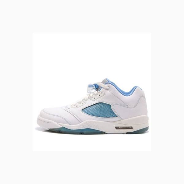 Nike Retro Low \'UNC\' Joggesko Air Jordan 5 Dame Hvite Blå | JD-704NH