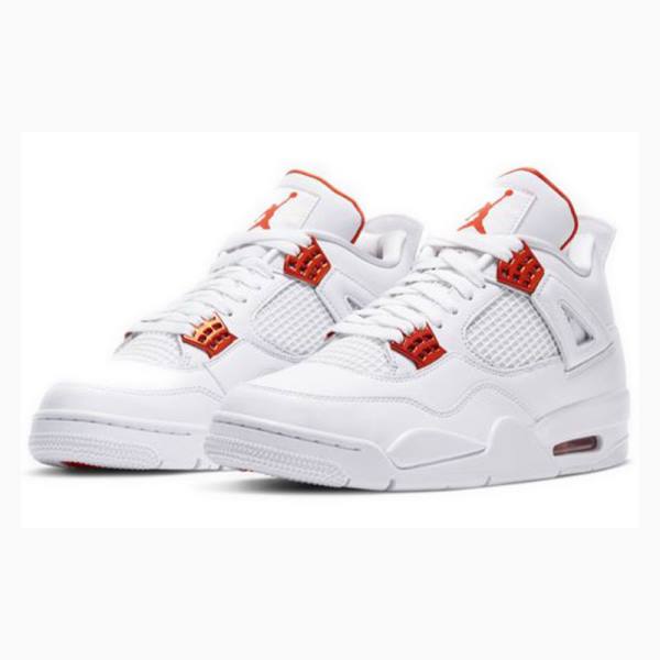 Nike Retro Metallic Pack Basketsko Air Jordan 4 Herre Hvite Oransje | JD-267JG