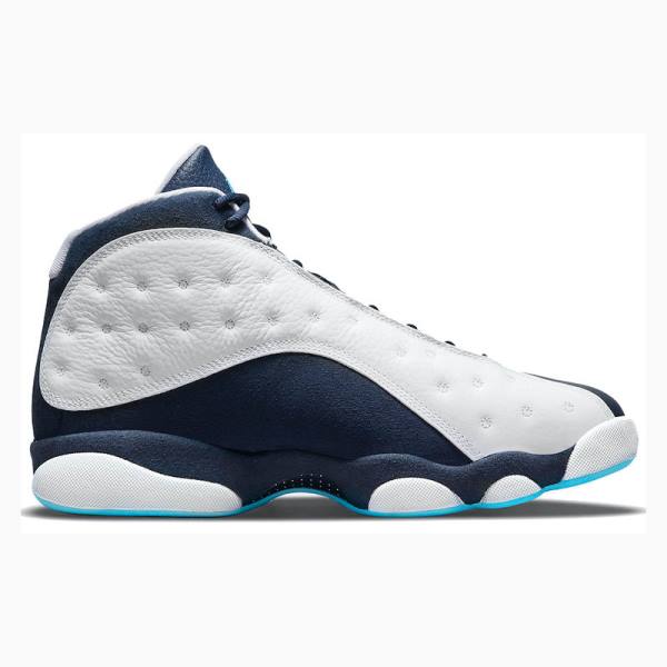 Nike Retro Obsidian powder Basketsko Air Jordan 13 Herre Hvite Blå | JD-528NP