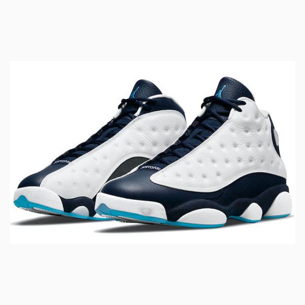 Nike Retro Obsidian powder Basketsko Air Jordan 13 Herre Hvite Blå | JD-528NP