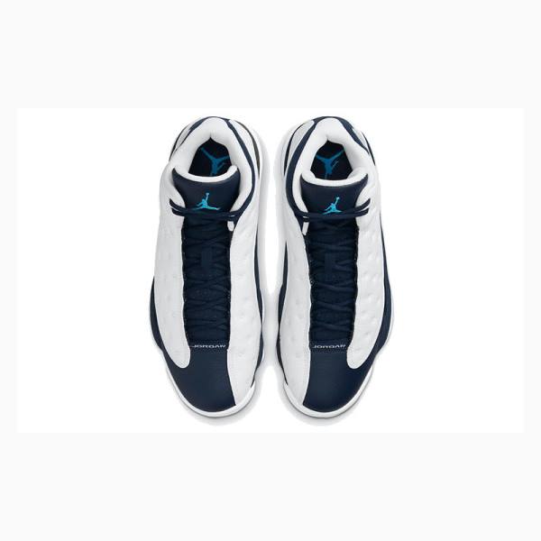 Nike Retro Obsidian powder Basketsko Air Jordan 13 Herre Hvite Blå | JD-528NP