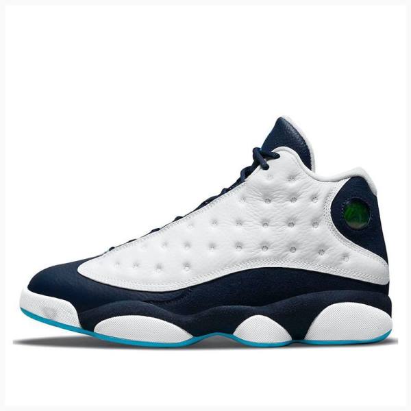 Nike Retro Obsidian powder Basketsko Air Jordan 13 Herre Hvite Blå | JD-528NP