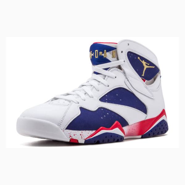 Nike Retro Olympic Tinker Alternate Basketsko Air Jordan 7 Herre Hvite Rød Marineblå | JD-274WT