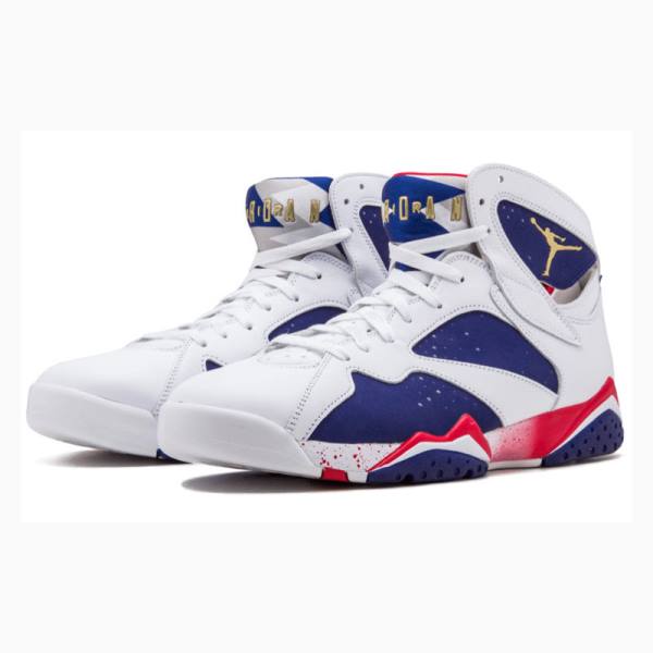 Nike Retro Olympic Tinker Alternate Basketsko Air Jordan 7 Herre Hvite Rød Marineblå | JD-274WT