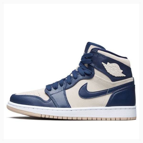 Nike Retro PREM Midnight Basketsko Air Jordan 1 Dame Marineblå | JD-670NV