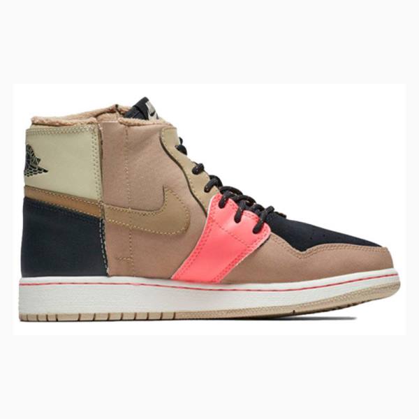 Nike Retro Rebel XX Parachute Basketsko Air Jordan 1 Dame Khaki Svarte | JD-246MW