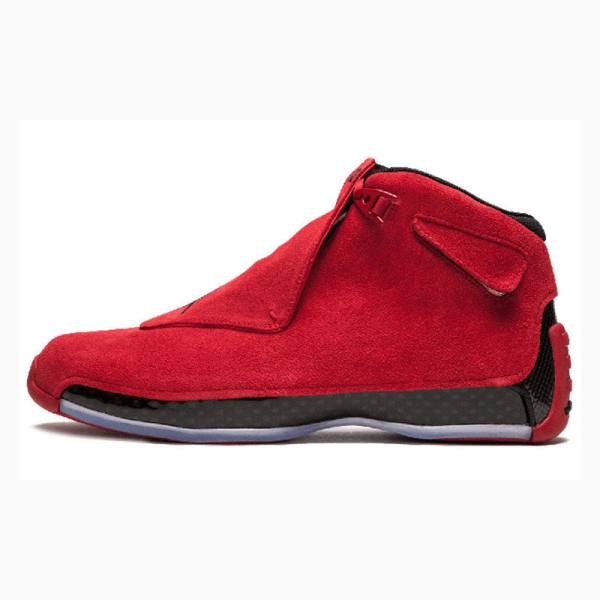 Nike Retro Red Semsket Skinn Basketsko Air Jordan 18 Herre Rød Svarte | JD-587AZ