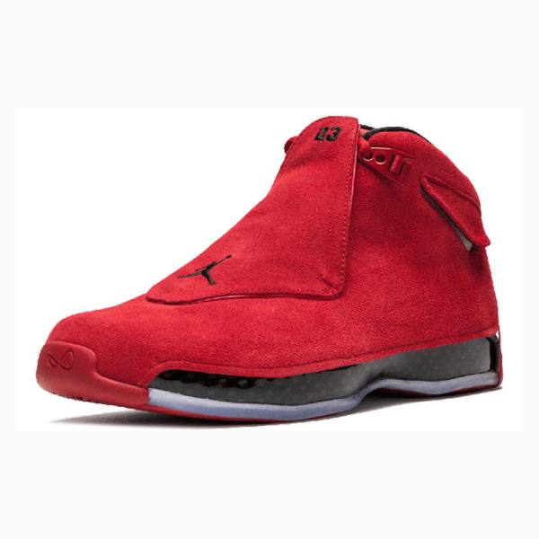 Nike Retro Red Semsket Skinn Basketsko Air Jordan 18 Herre Rød Svarte | JD-587AZ