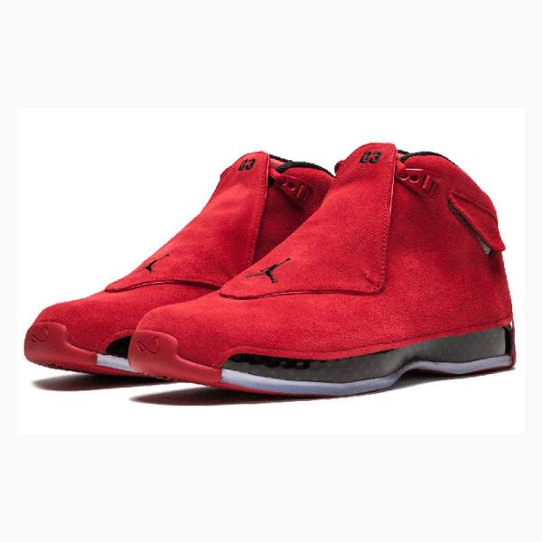 Nike Retro Red Semsket Skinn Basketsko Air Jordan 18 Herre Rød Svarte | JD-587AZ