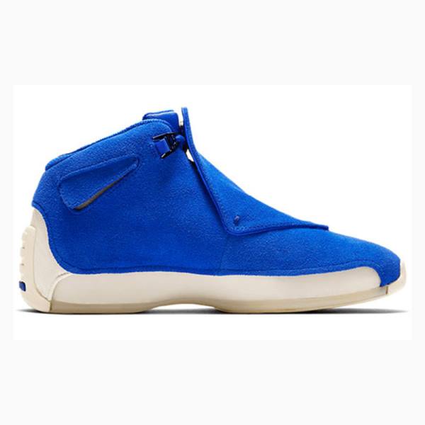 Nike Retro Semsket Skinn Basketsko Air Jordan 18 Herre Blå | JD-672RK