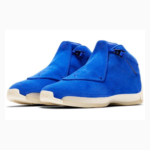 Nike Retro Semsket Skinn Basketsko Air Jordan 18 Herre Blå | JD-672RK