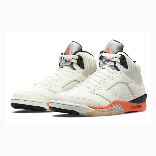 Nike Retro Shattered Backboard Basketsko Air Jordan 5 Herre Hvite Oransje | JD-876GP