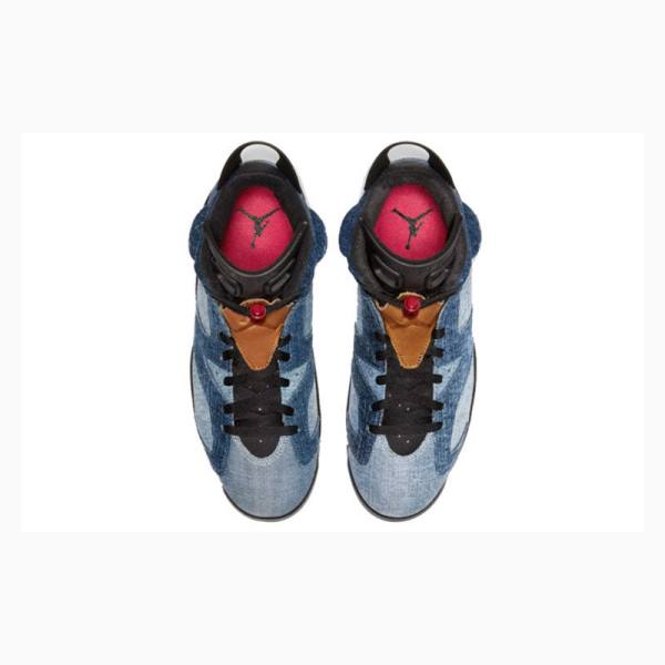 Nike Retro Washed Denim Basketsko Air Jordan 6 Herre Svarte Blå | JD-287GM