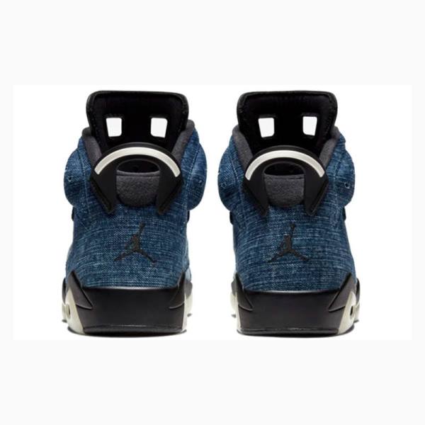 Nike Retro Washed Denim Basketsko Air Jordan 6 Herre Svarte Blå | JD-287GM