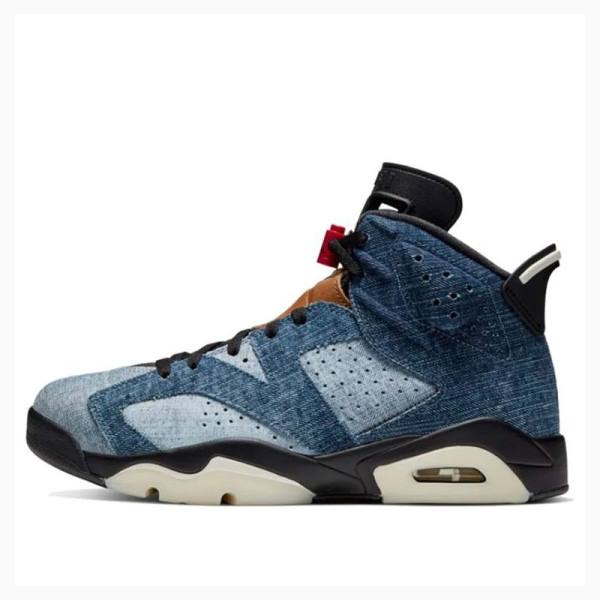 Nike Retro Washed Denim Basketsko Air Jordan 6 Herre Svarte Blå | JD-287GM