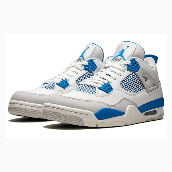 Nike Retro White Military Basketsko Air Jordan 4 Herre Hvite Blå | JD-862UR