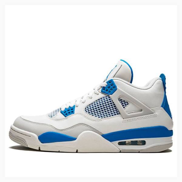 Nike Retro White Military Basketsko Air Jordan 4 Herre Hvite Blå | JD-862UR