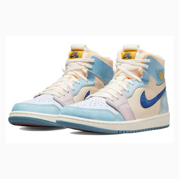 Nike Zoom CMFT Celestine Blue Sail Basketsko Air Jordan 1 Herre Blå Hvite | JD-871EM