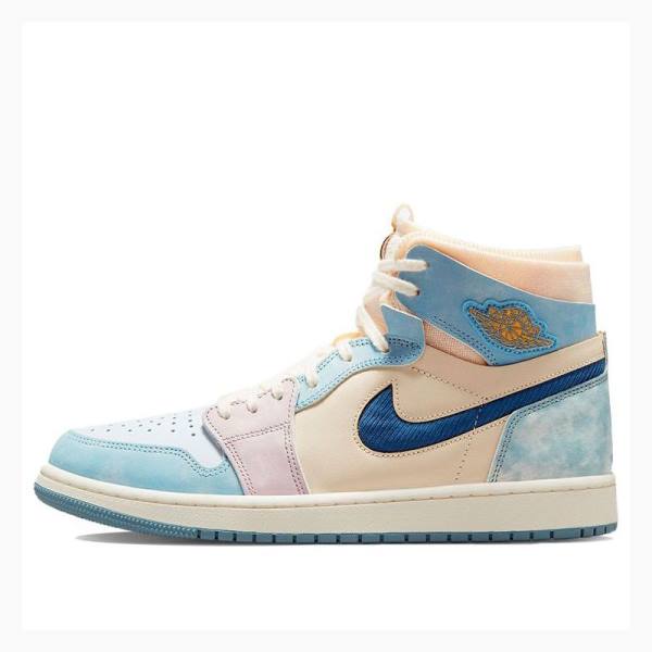 Nike Zoom CMFT Celestine Blue Sail Basketsko Air Jordan 1 Herre Blå Hvite | JD-871EM